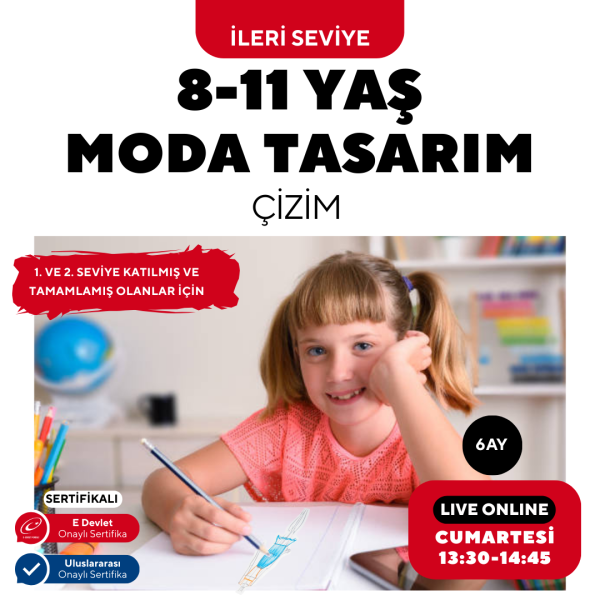 8-11 Yaş Moda Tasarımı İleri Seviye Çizim -(Online)