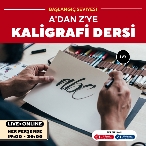 A'dan Z'ye Kaligrafi Dersi (Yetişkin) 1 Aylık - Sertifika İstemiyorum