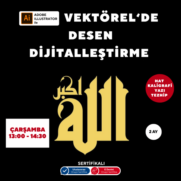 Vektorel'de Hat kaligrafi Yazı Tezhip Desen Dijitalleştirme