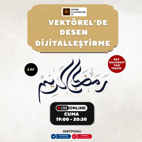 Vektorel'de Hat kaligrafi Yazı Tezhip Desen Dijitalleştirme  (Online)