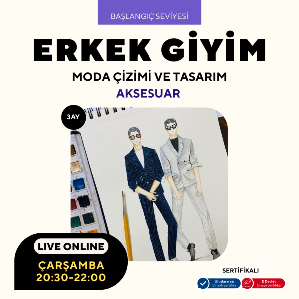 Erkek Giyim Moda Çizimi ve Tasarım Aksesuar - Başlangıç seviyesi