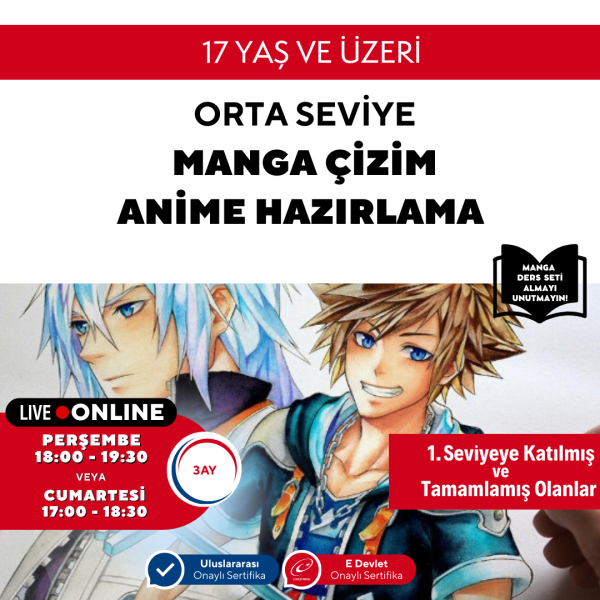 Manga Çizim ve Anime Hazırlama (Orta Seviye)(17 Yaş ve Yetişkin)
