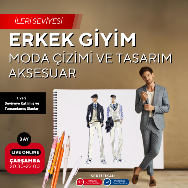 Erkek Giyim Moda Çizimi ve Tasarım Aksesuar -ileri Seviye