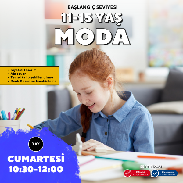 Moda (11-15 Yaş'a Özel)-Kıyafet Tasarım,Aksesuar,Temel Kalıp (Yüz Yüze)