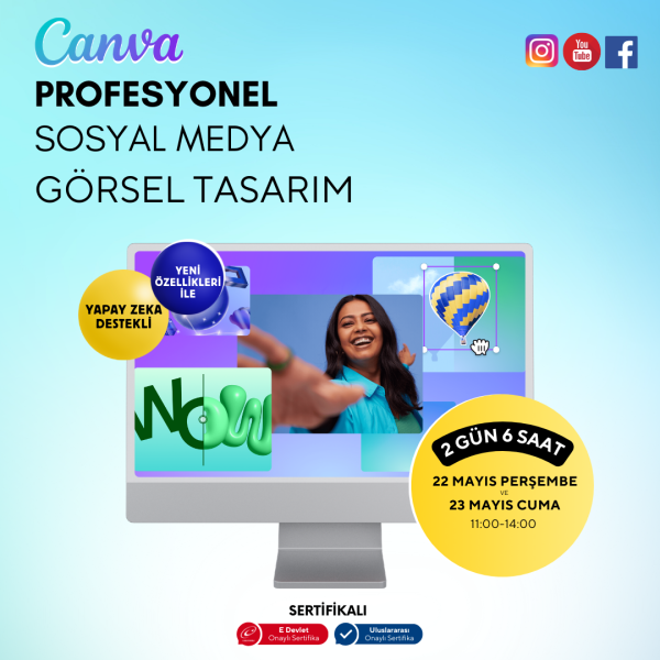 Profesyonel Sosyal Medya Görsel Tasarım  (Canva)- Yüz Yüze Sertifika İstemiyorum
