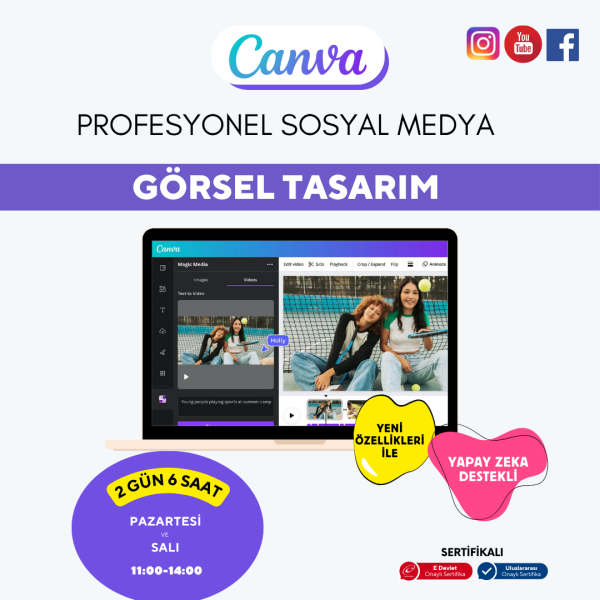 Profesyonel Sosyal Medya Görsel Tasarım  (Canva)- Yüz Yüze