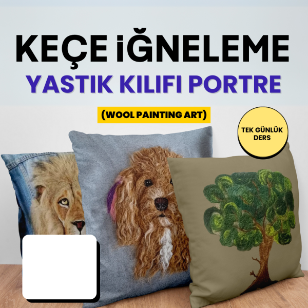Keçe İğneleme Yastık Kılıfı  Portre  -Yüz Yüze