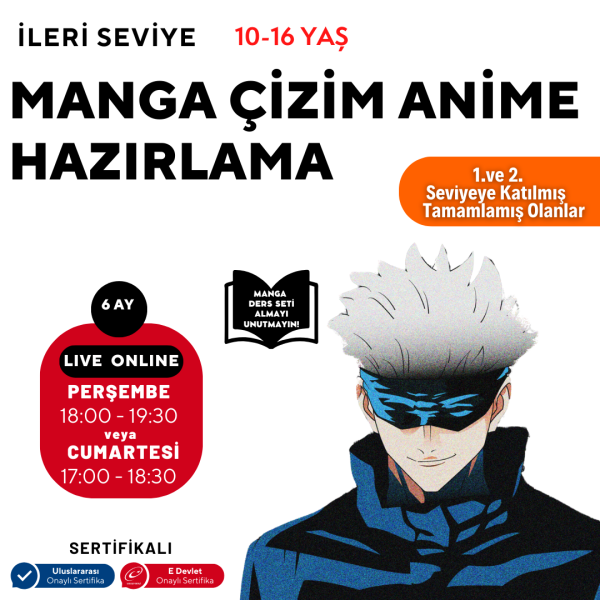 Manga Çizim ve Anime Hazırlama (İleri Seviye)(10-16 Yaş) 2 Sertifikayı İstiyorum - 6 Ay