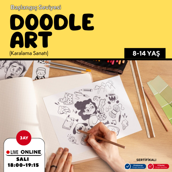 Doodle Sketching Art - Karalama Sanatı  (8-14 Yaş) E-Devlet Onaylı Üniversite Eğitim Sertifikası - 3 Aylık