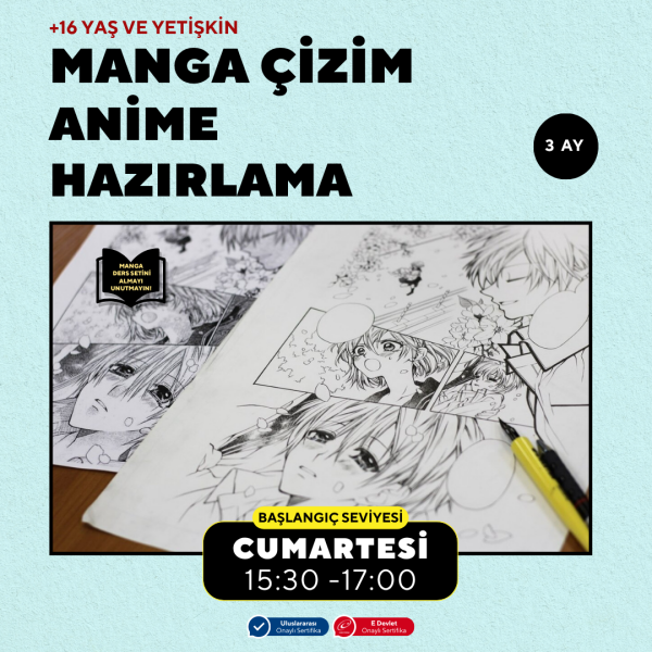 Manga Çizim Ve Anime Hazırlama -Yüz Yüze ( + 16 ve Yetişkin)