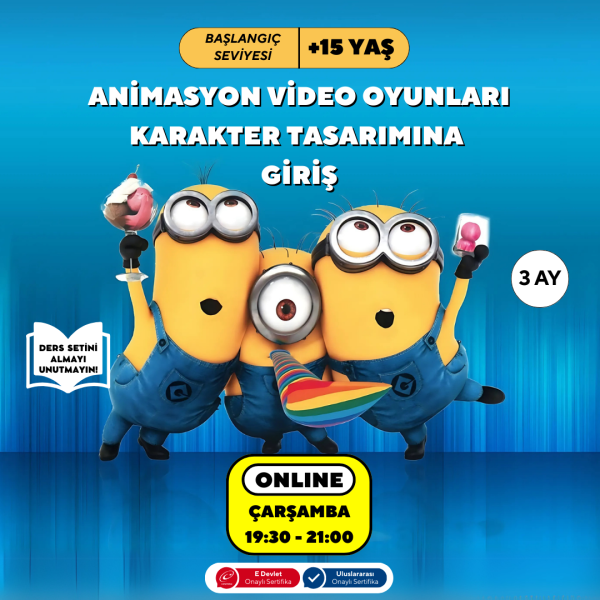 Animasyon Karakter Tasarımına Giriş (+15 yaş) E-Devlet Onaylı Üniversite Eğitim Sertifikası - 6 Ay