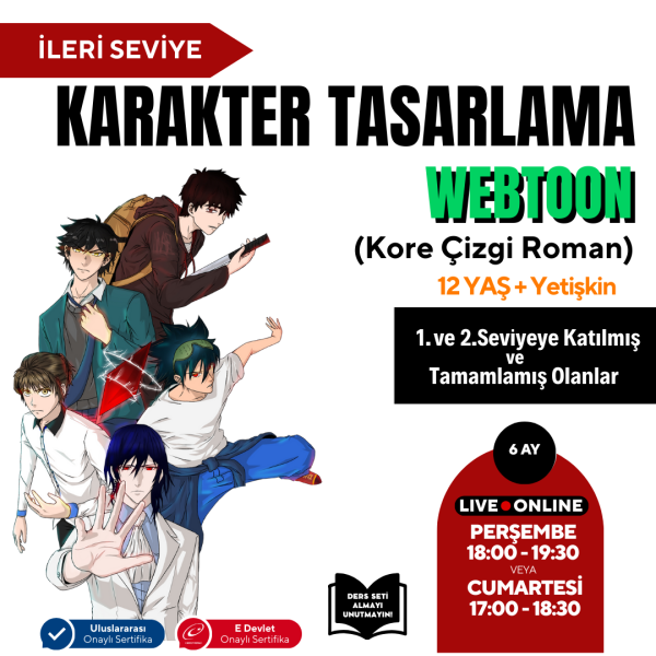 Webtoon ve Manhwa (Kore Çizgi Roman) Hazırlama  (İleri Seviye ) E-Devlet Onaylı Üniversite Eğitim Sertifikası - 3 Aylık