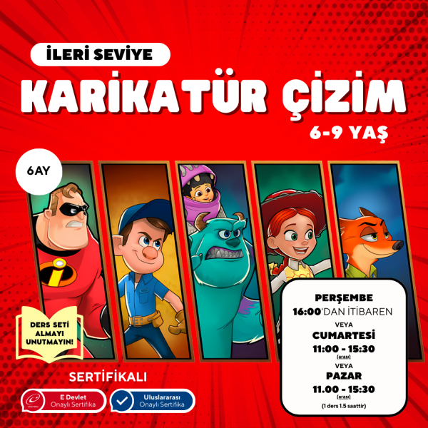 Karikatür Çizim  - Yüz Yüze (İleri Seviye) (6-9 Yaş )
