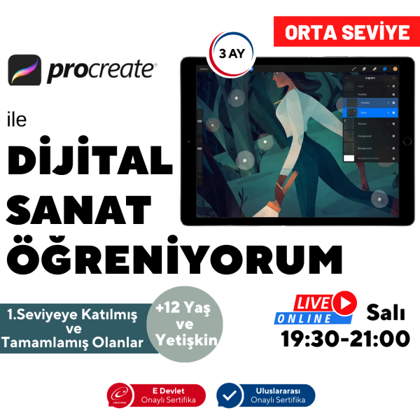 Procreate ile Dijital Sanat Öğreniyorum (+12 Yaş ve Yetişkin) (Orta Seviye)
