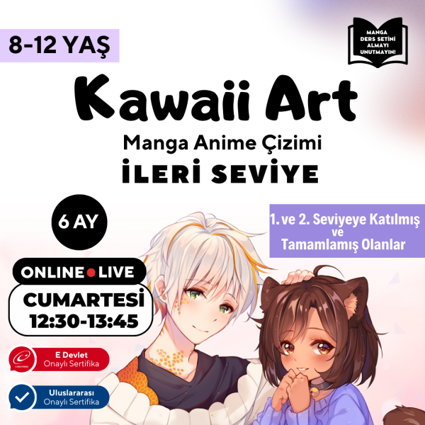 Kawaii Art Çizim İleri Seviye (8-12 Yaş) 3 Aylık - 2 Sertifikayı İstiyorum