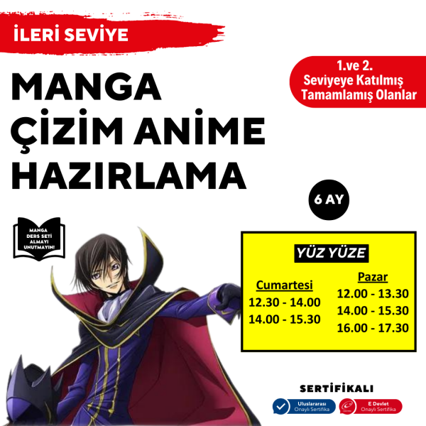 Manga Çizim ve Anime Hazırlama (İleri Seviye)(10-16 Yaş) - Yüz Yüze