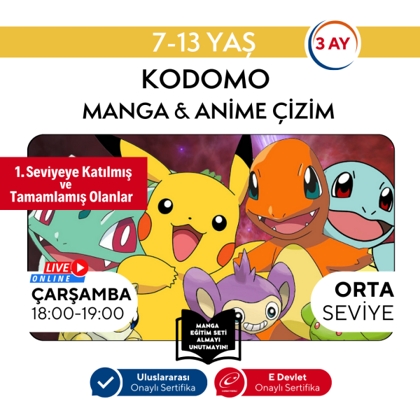 Kodomo Manga & Anime Çizimi  (7-13 Yaş)- Orta Seviye