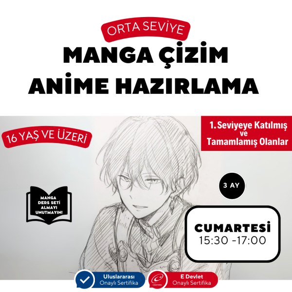 Manga Çizim Ve Anime Hazırlama (Orta Seviye) -Yüz Yüze ( + 16 ve Yetişkin)