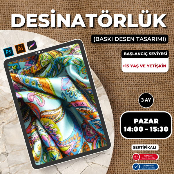 Adobe Photoshop ile Desinatörlük  (Baskı Desen Tasarımı) - Yüz Yüze