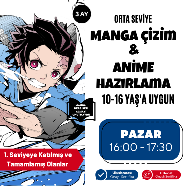 Manga Çizim ve Anime Hazırlama  (Orta Seviye)(10-16 Yaş) - Yüz Yüze