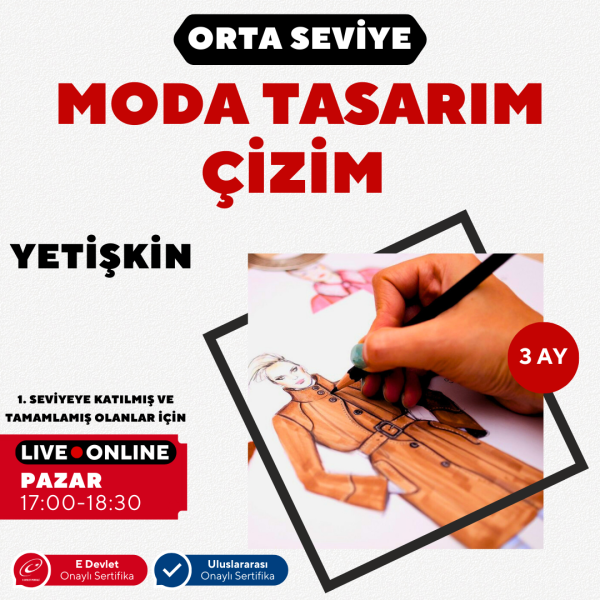 Moda Tasarım ve Çizim Dersleri (Yetişkin) - Orta Seviye - Online