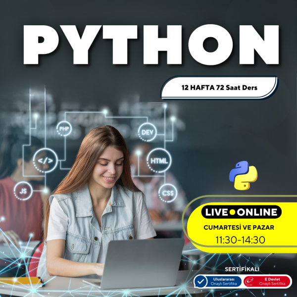 Python  (Online ) 3 Aylık - Uluslararası Geçerli Akredite Firması Eğitim Sertifikası